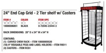 J.L. 2021 2' Black 2-Tier End Cap Grid w/ Casters